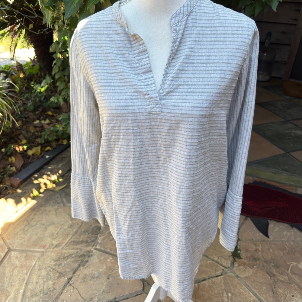 Madewell Light Gray Striped Split-Neck Tunic - image 4
